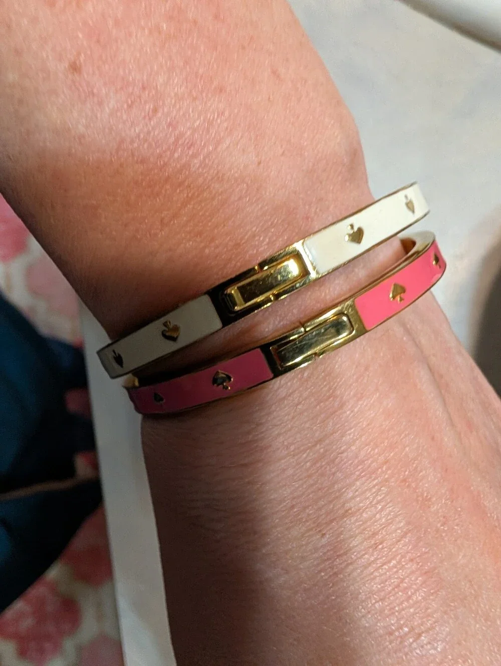 Kate Spade Pink & White Enamel Bangle Set